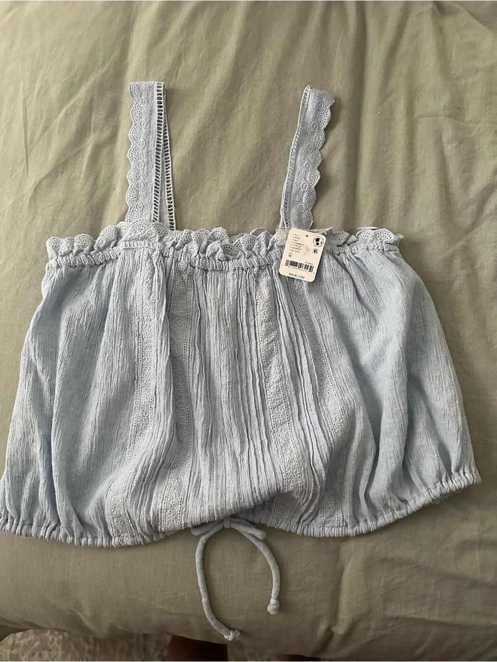 Free People Light Blue Eyelet Lace Medium M - NWT
